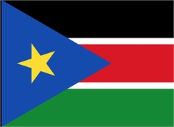 [ai] The flag of South Sudan, featuring a blue triangle with a yellow star on its left, bordered by black, red, and green horizontal stripes.